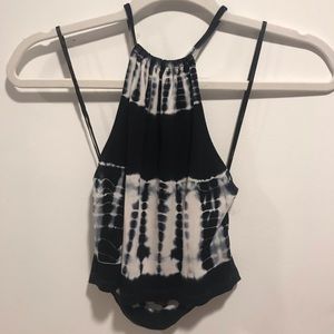 Open back tie-dye halter top